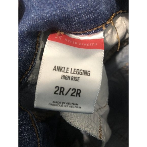 Express Womens Pants 25x27 Ankle Legging 2R Blue Denim High Rise Stretch Black - Picture 8 of 9